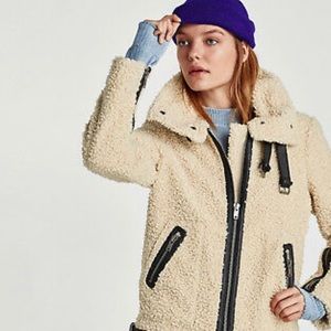 Zara AW 17 Faux Shearling Teddy Moto Jacket